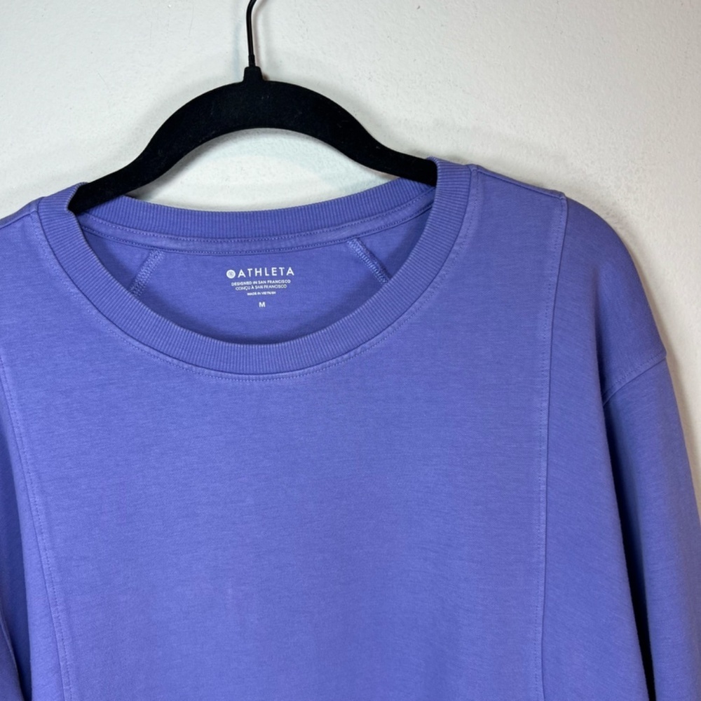Athleta Sundown Crewneck Sweatshirt Dark Adonis Blue Pullover Distressed  Medium - Picture 2 of 13